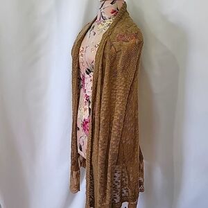 UMGEE Lightweight Knit Lace Net Trim Caridgan Open Front